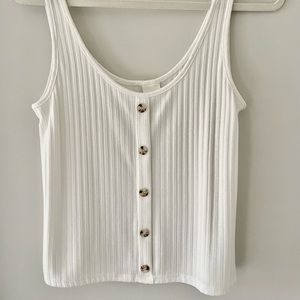 H&M White Button Up Tank Top Size Medium